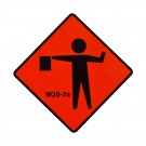 W20-7a Flagger Symbol Roll-Up Sign