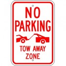 No Parking Tow Away Zone Sign w/ Symbol