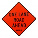 W20-4 One Lane Road Ahead Roll-Up Sign